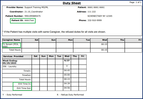 Print Duty Sheet (Combined) Report Enhancements